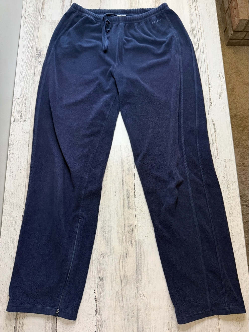 Vintage 90s Reebok Men’s Small Navy Fleece Track Pants Ankle Zip